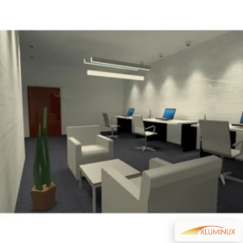 نمونه ای از فضای اداری با رنگ نور 3000 کلوین و شدت نور کم در نزدیکی ظهر