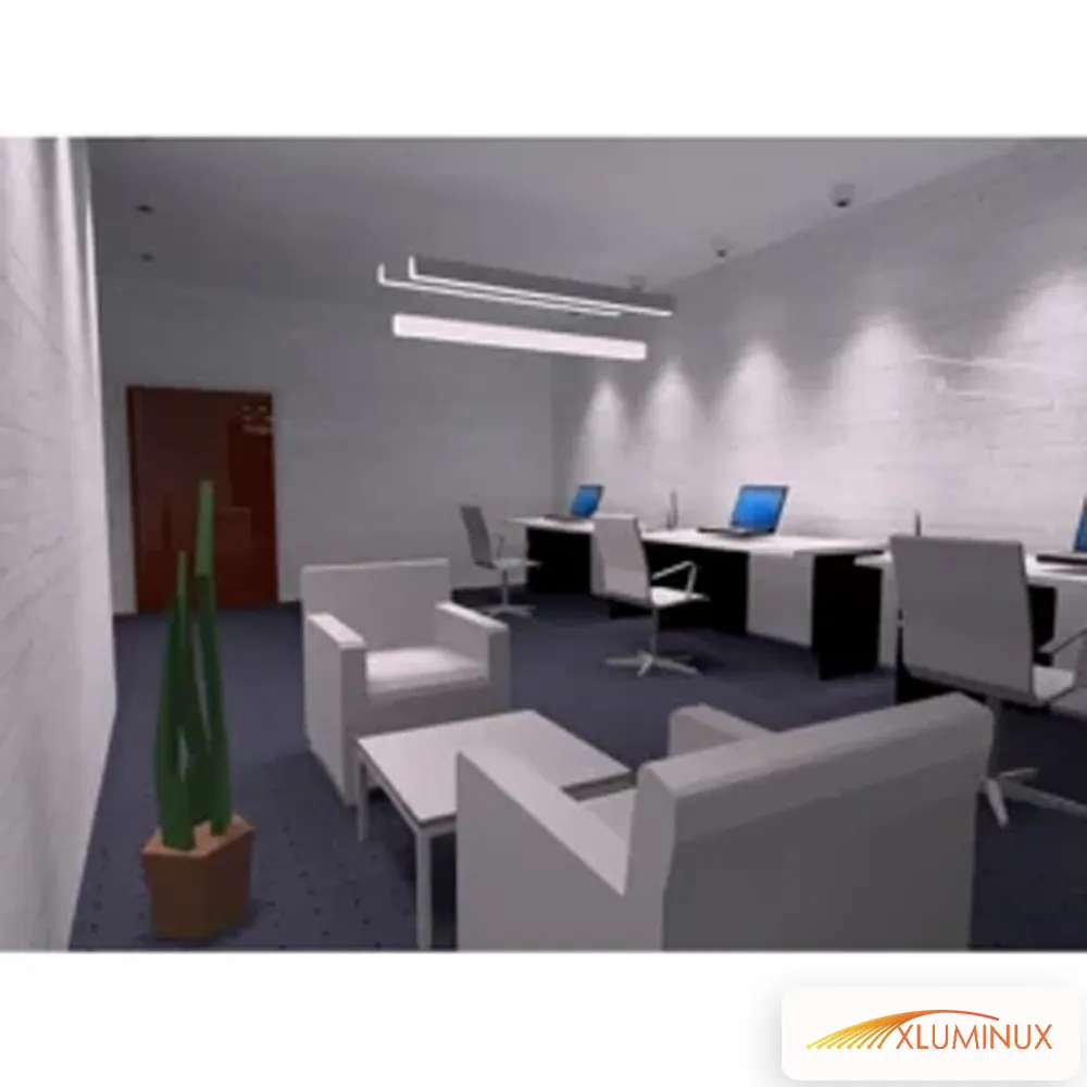 نمونه ای از فضای اداری با رنگ نور 4000 کلوین و شدت نور کم در پایان ساعت اداری: