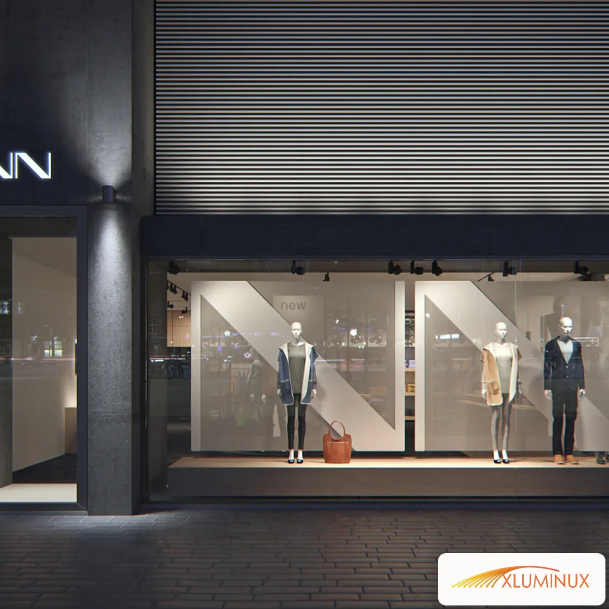 نورپردازی ویترین یک فروشگاه لباس